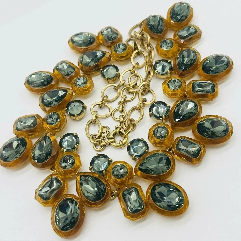 J. Crew Jewel Box Dark Gray Amber Necklace